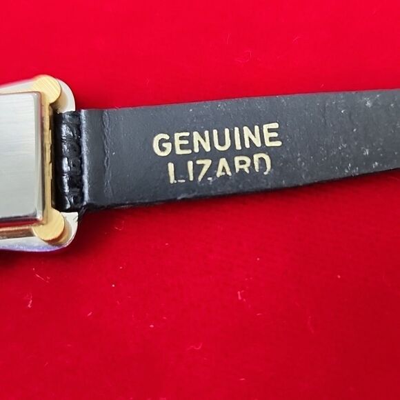 Pedre Designer Black Gold/silver tone Genuine Lizard and Crystal Watch - Picture 4 of 5